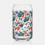 Strawberries With Blueberries and Butterflies Can Glass