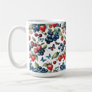 Strawberries With Blueberries and Butterflies Coffee Mug