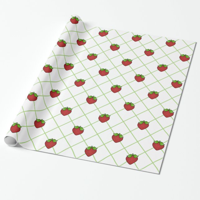 Strawberries Wrapping Paper (Unrolled)