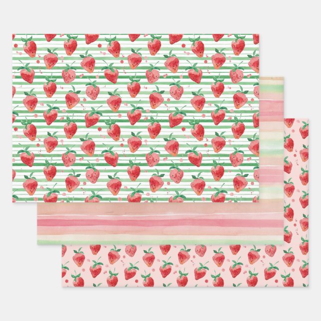 Strawberries Wrapping Paper Sheets (Set)