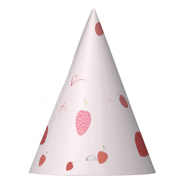 Strawberry 1st Berry First Birthday Party Hats (Left)