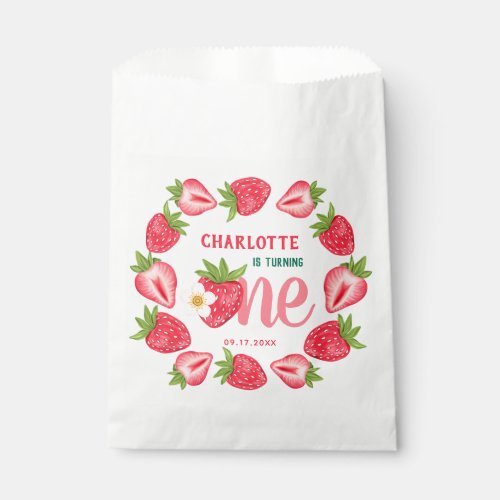 Strawberry 1st Birthday Baby Berry Sweet Party Favor Bag