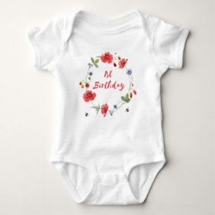 Strawberry 1st Birthday Baby Bodysuit