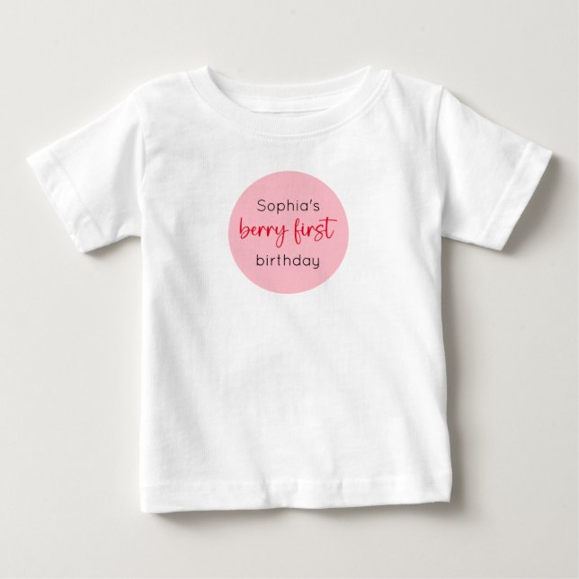 Strawberry 1st Birthday Berry First Baby T-Shirt (Front)