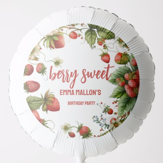 Strawberry 1st Birthday Berry First  Balloon (Front)