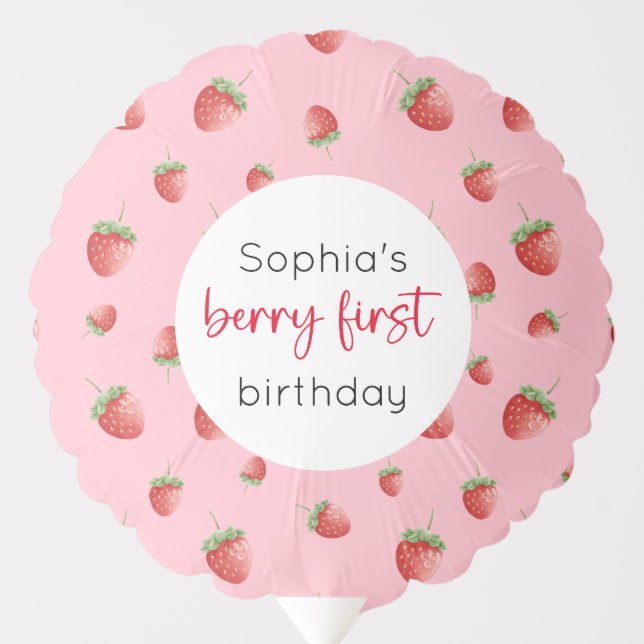 Strawberry 1st Birthday Berry First Balloon (Front)
