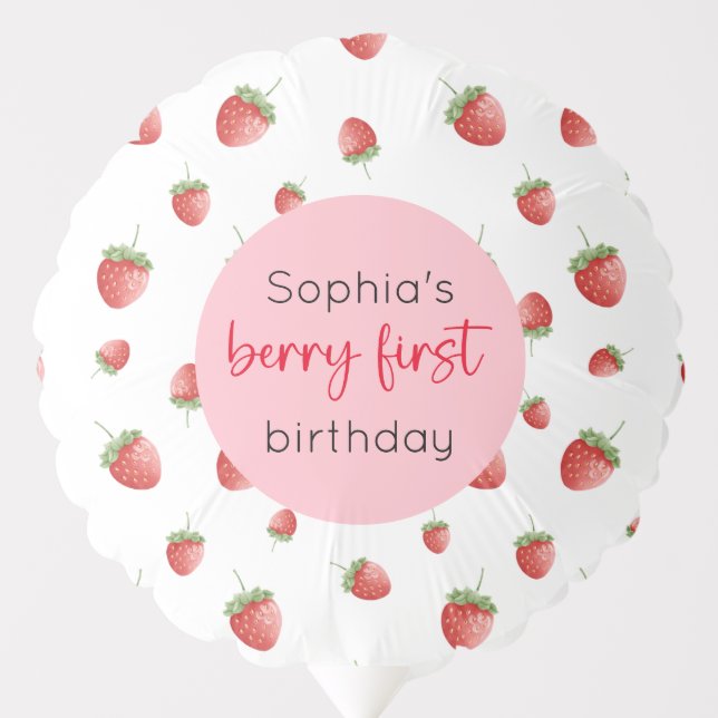 Strawberry 1st Birthday Berry First Balloon (Front)