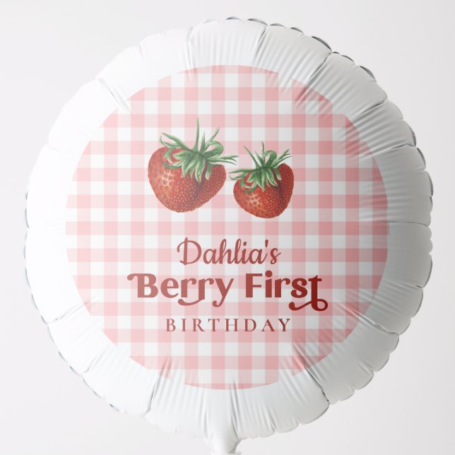 Strawberry 1st Birthday Berry First Birthday Balloon (Front)