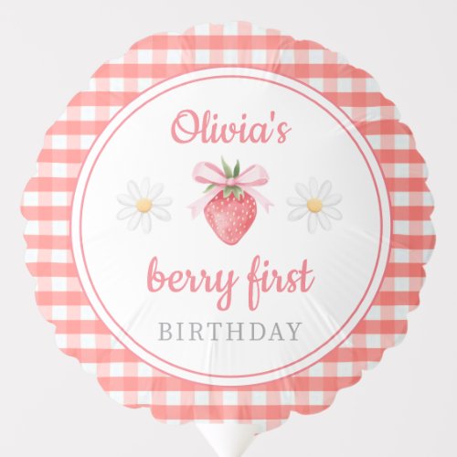 Strawberry 1st Birthday Berry First Birthday  Balloon