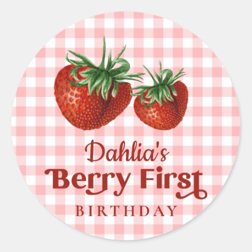 Strawberry 1st Birthday Berry First Birthday Classic Round Sticker