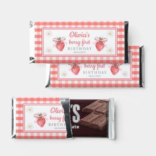 Strawberry 1st Birthday Berry First Birthday  Hershey Bar Favors