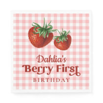 Strawberry 1st Birthday Berry First Birthday Napkins