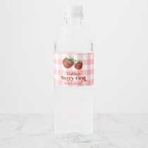 Strawberry 1st Birthday Berry First Birthday Water Bottle Label