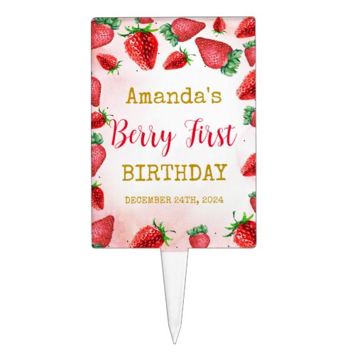 Strawberry 1st Birthday Berry First Cake Topper