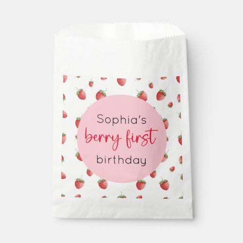 Strawberry 1st Birthday Berry First Favor Bag