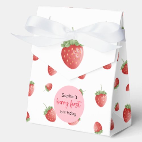 Strawberry 1st Birthday Berry First Favor Boxes