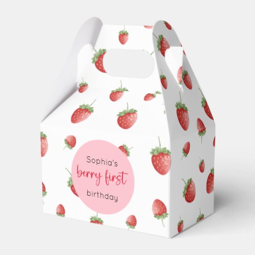 Strawberry 1st Birthday Berry First Favor Boxes