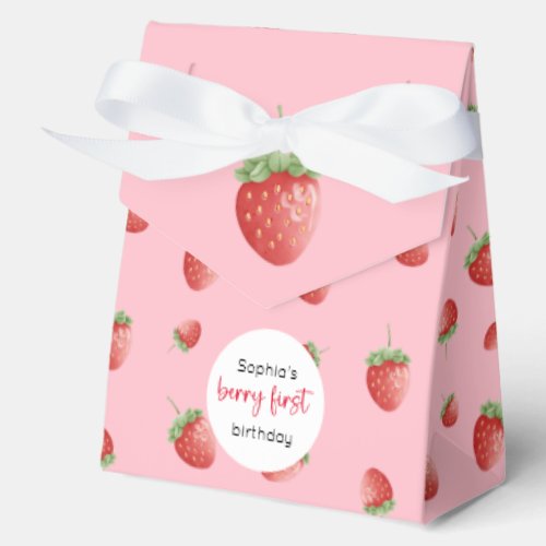 Strawberry 1st Birthday Berry First Favor Boxes