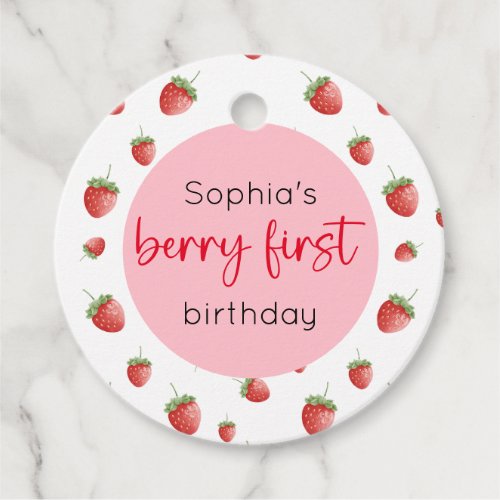 Strawberry 1st Birthday Berry First Favor Tags