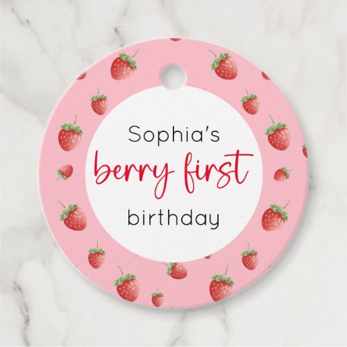Strawberry 1st Birthday Berry First Favor Tags