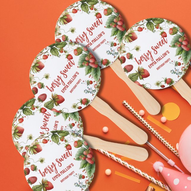 Strawberry 1st Birthday Berry First  Hand Fan (Creator Uploaded)