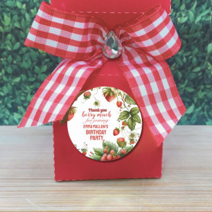 Strawberry 1st Birthday Berry First Invitation Classic Round Sticker