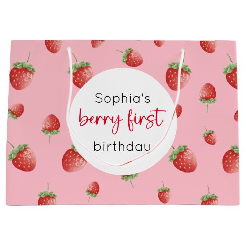 Strawberry 1st Birthday Berry First Large Gift Bag