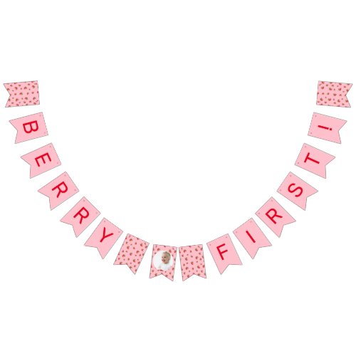 Strawberry 1st Birthday Berry First Photo Bunting Flags