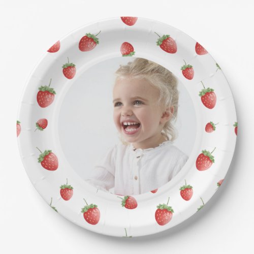Strawberry 1st Birthday Berry First Photo Paper Plates