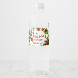 Strawberry 1st Birthday Berry First Water Bottle Label