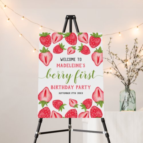 Strawberry 1st Birthday Berry First Welcome Sign