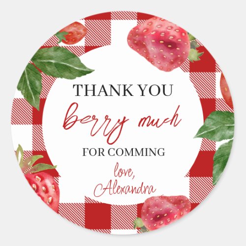 Strawberry 1st birthday Berry Sweet Classic Round Sticker