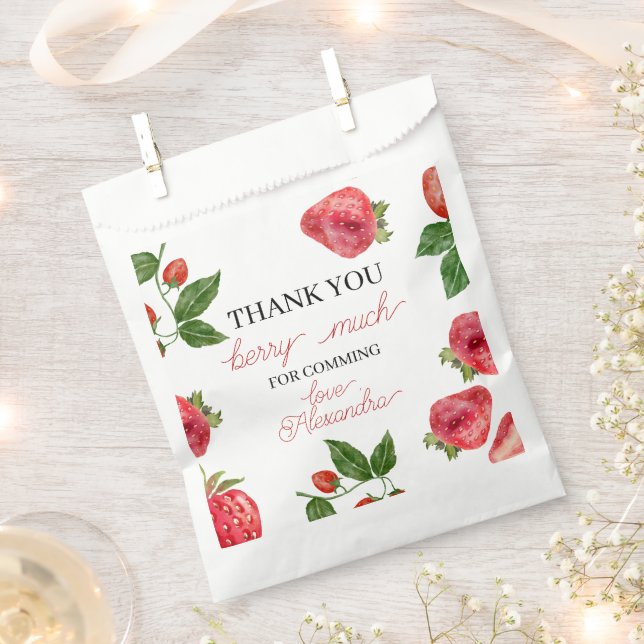 Strawberry 1st birthday Berry Sweet Favor Bag (Clipped)