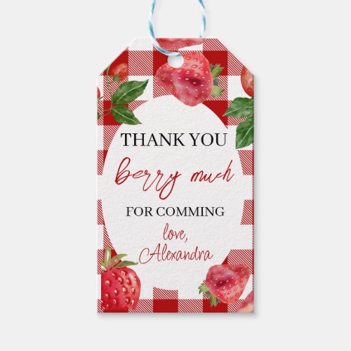 Strawberry 1st birthday Berry Sweet Gift Tags