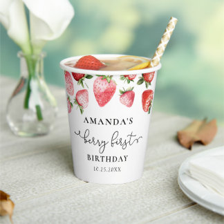Strawberry 1st Birthday Berry Sweet One  Paper Cups
