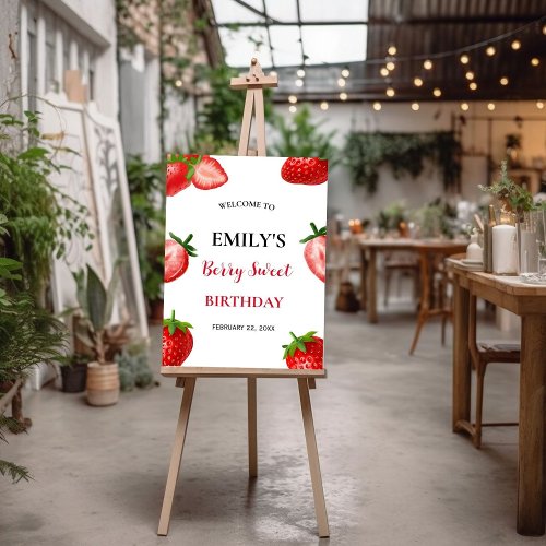Strawberry 1st Birthday Berry Sweet Welcome Sign
