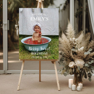 Strawberry 1st Birthday Berry Sweet Welcome Sign