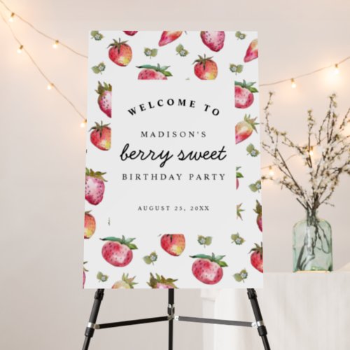 Strawberry 1st Birthday Berry Sweet Welcome Sign