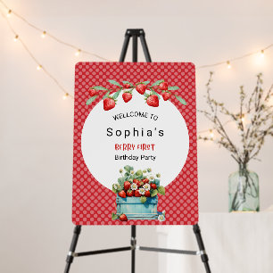 Strawberry 1st Birthday Berry Welcome Party Sign