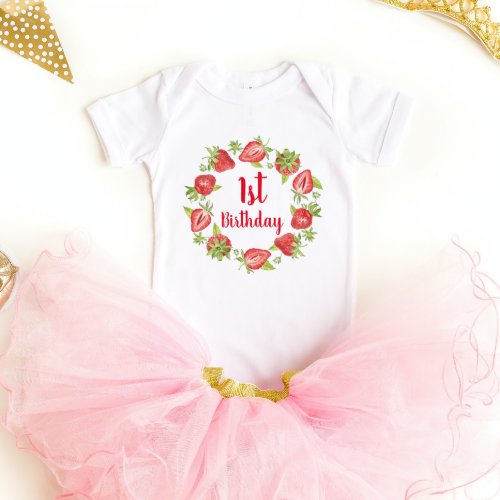 Strawberry 1st Birthday Bodysuit