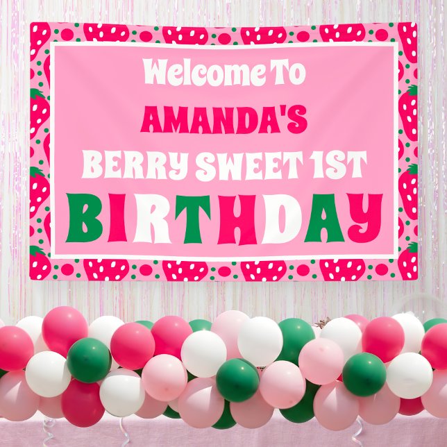Strawberry 1st Birthday Celebration Welcome Banner (Creator Uploaded)