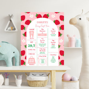 Strawberry 1st Birthday Party Berry First Birthday Poster