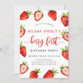 Strawberry 1st Birthday Party | Berry First Invitation (Front)
