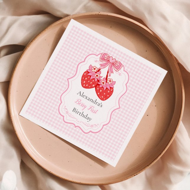 Strawberry 1st Birthday Party Berry First  Napkins (Creator Uploaded)