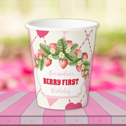 Strawberry 1st Birthday Party Berry First Paper Cups