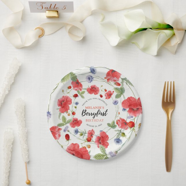 Strawberry 1st Birthday Party | Berry First Paper Plates (Wedding)