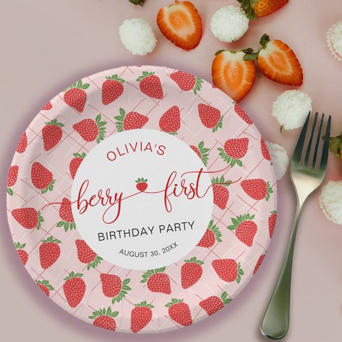 Strawberry 1st Birthday Party Berry First Paper Plates