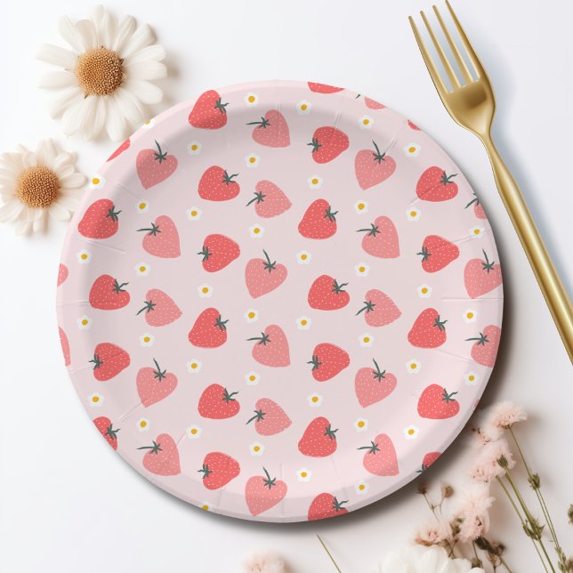 Strawberry 1st Birthday Party Berry First Paper Plates (Creator Uploaded)