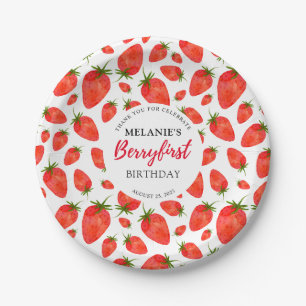 Strawberry 1st Birthday Party   Berry First Paper Plates