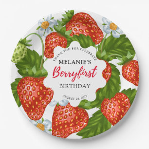 Strawberry 1st Birthday Party Berry First Paper Plates